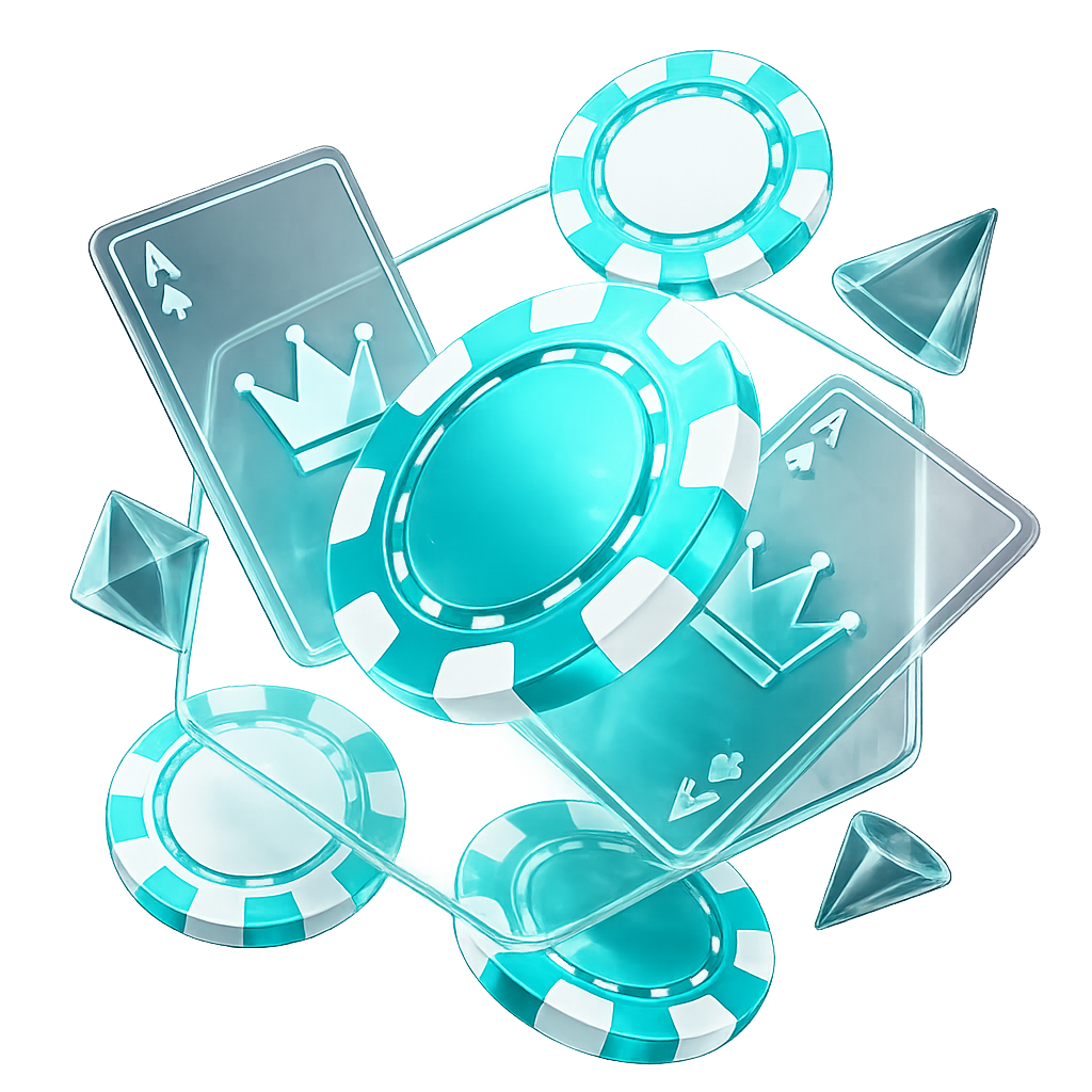Casino chips, cards and gems